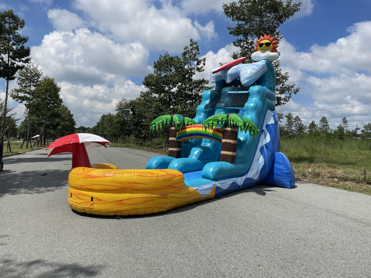 18' Beach Wave Waterslide w/ XL Pool - Wet or Dry